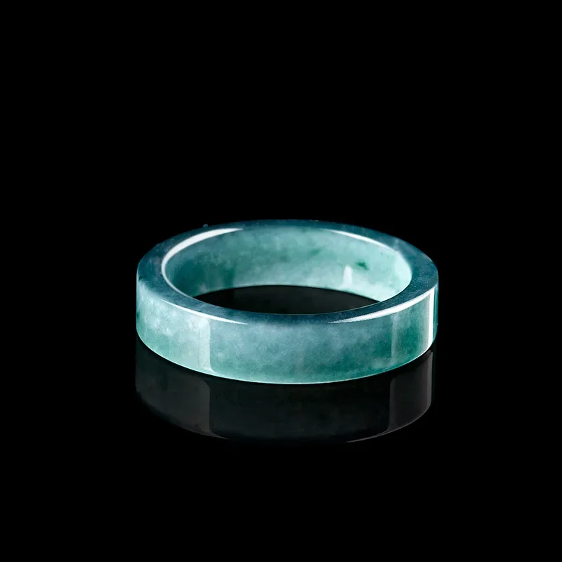 Collection grade A-grade Blue Jade Ring Square Ring for Men Women Authentic Natural Belt Certificate Advanced Exquisite Jewelry