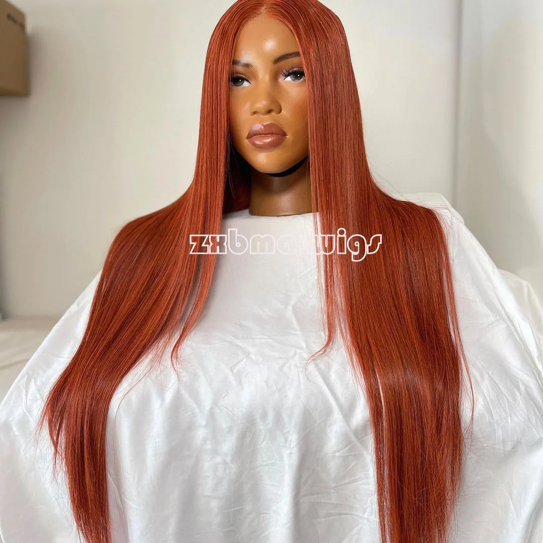 Synthetic Hair Lace Wig Ginger Straight Lace Front Wigs Invisible Lace 13X4 Heat Resistant Fiber Glueless Cosplay Daily