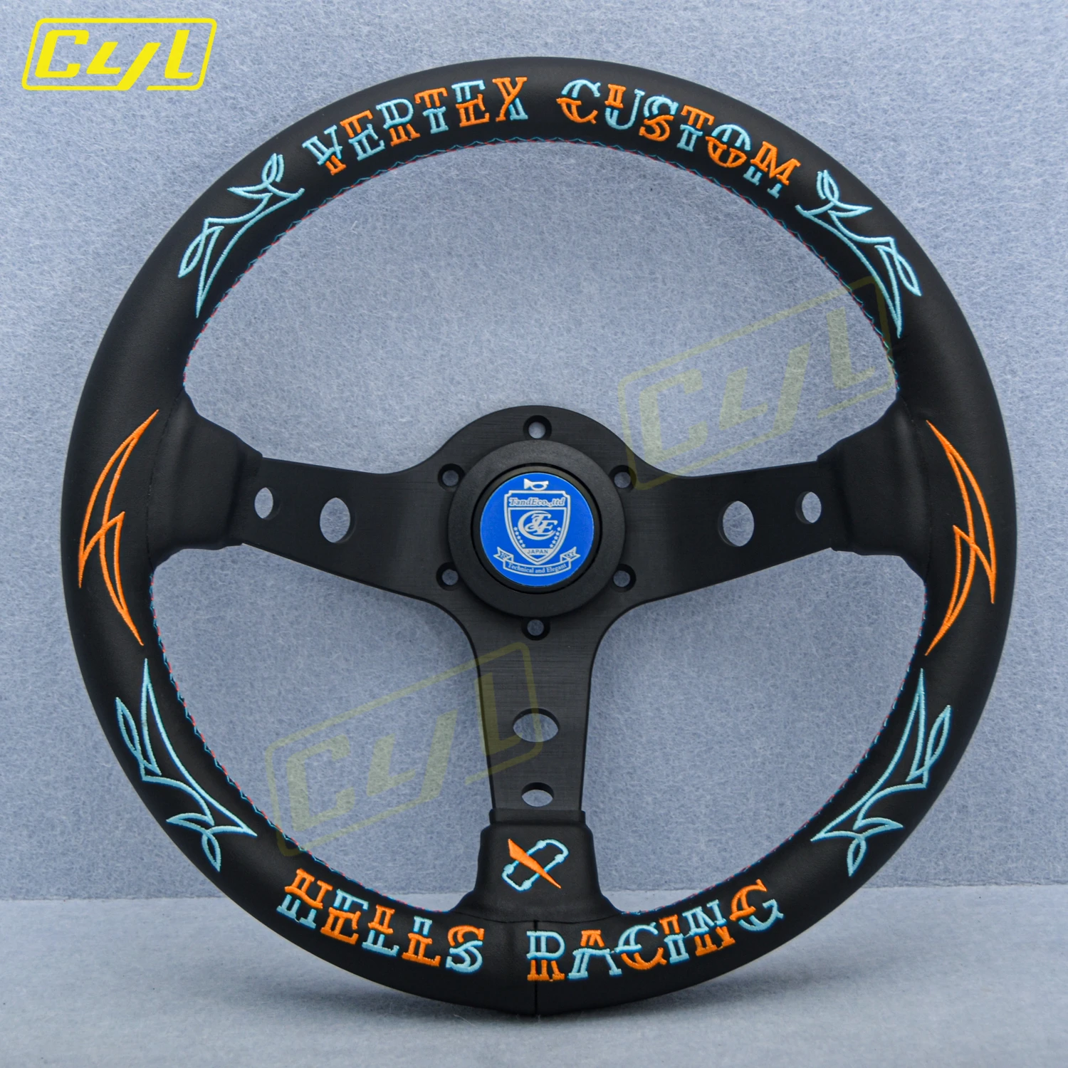 JDM VERTEX HELLS Racing Sports Steering Wheel 13inch Deep Corn Drifting Gaming Steering Wheel