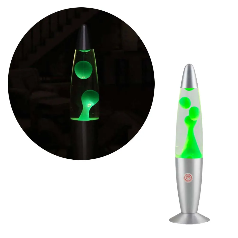 

Metal Base Waxing Lamp 25W Clear Water Green Wax Light Creative Decoration Light Bedroom Night Light (EU Plug)