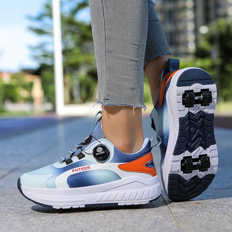 أحذية رياضية عصرية ذات 4 عجلات للطلاب والأطفال أحذية رياضية متعددة الوظائف