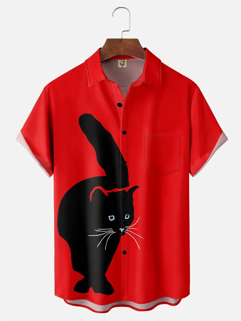 

Cute Cartoon Cat Graphic Shirts For Men Women Trendy Summer Short Sleeve 3D Printed Blouse Cool Streetwear Y2k Harajuku Tops