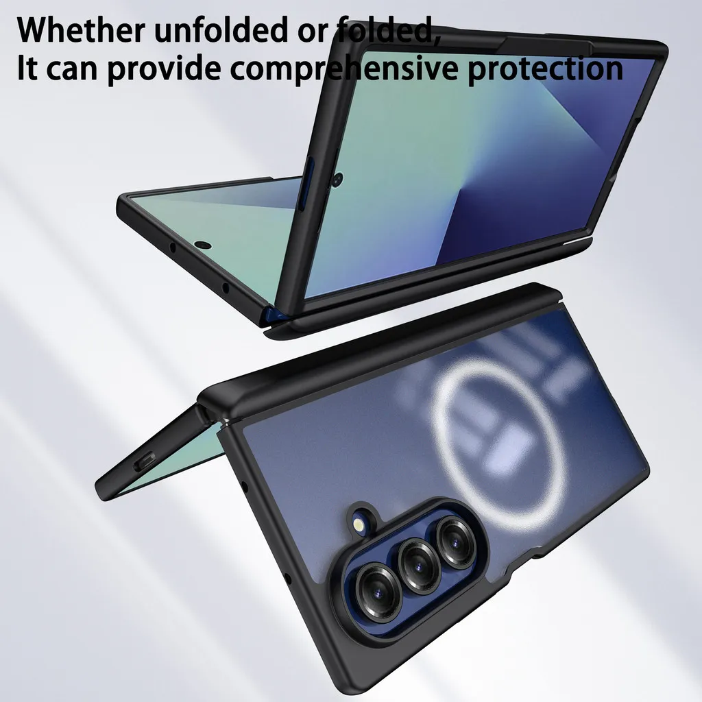 

With Screen Protector Film 360 Rotate Bracket Case For Samsung Galaxy Z Fold 7 Fold7 Magnetic Spring Hinge Protect Cover