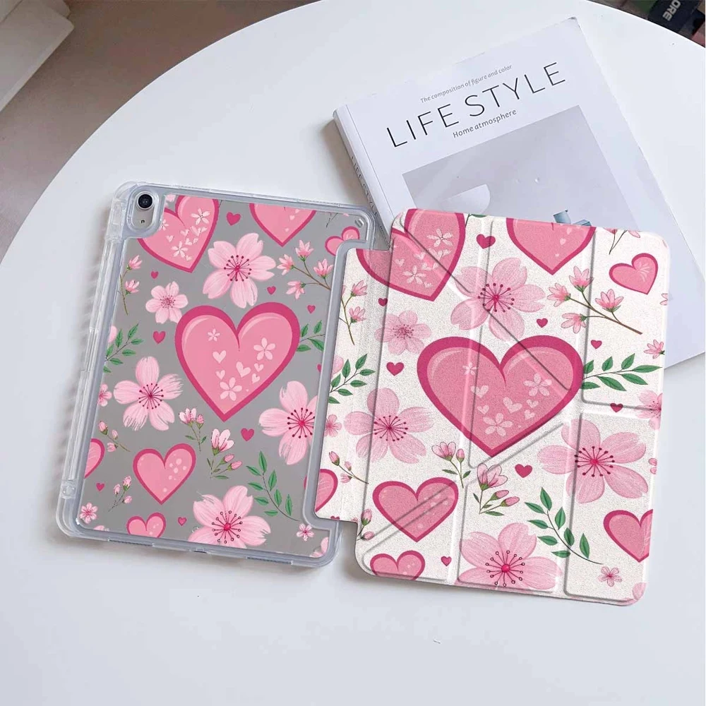 Sakura Love Hearts For Samsung Galaxy Tab A8 A9 A11 S6 S7 S8 S9 S10 FE Plus Lite Protective With Pen Slot Tablet Case