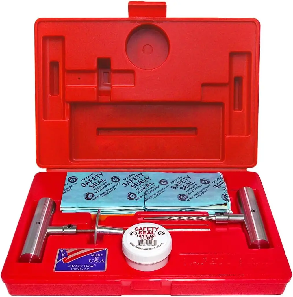 

Professional Tire Repair Kit - 60 Self-Vulcanizing Strings, Heavy-Duty Tools for Permanent Puncture Fixes