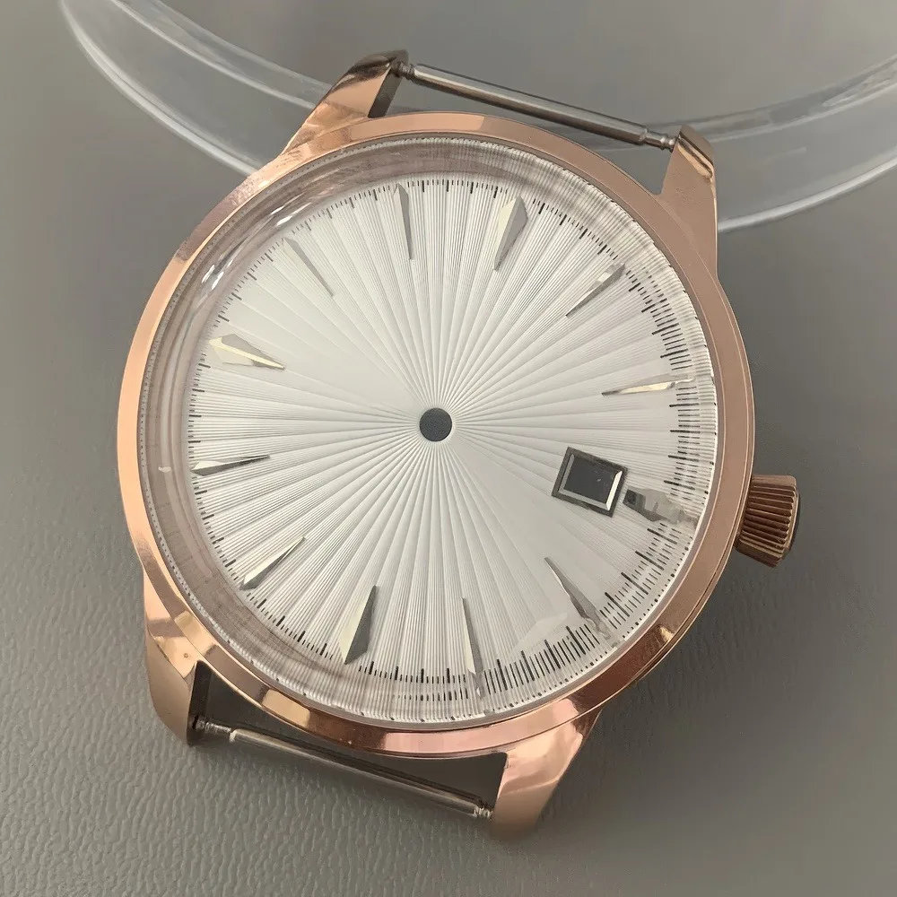 40.5mm Arch Glass Watch Case nh35 Case Steel Case Rose Gold Case  for NH35 Movement fit 35mm Dial Watch Part