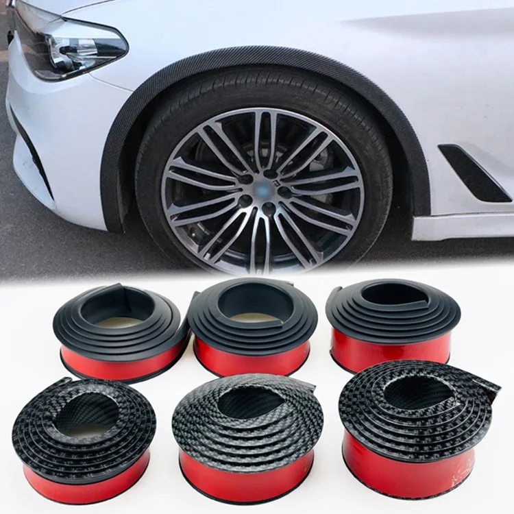 Universal Black Carbonfiber Fender Flare Car Wheel Eyebrow Rubber Protector Strip Guard Wheel-arch Trim Arch Extender Decoration