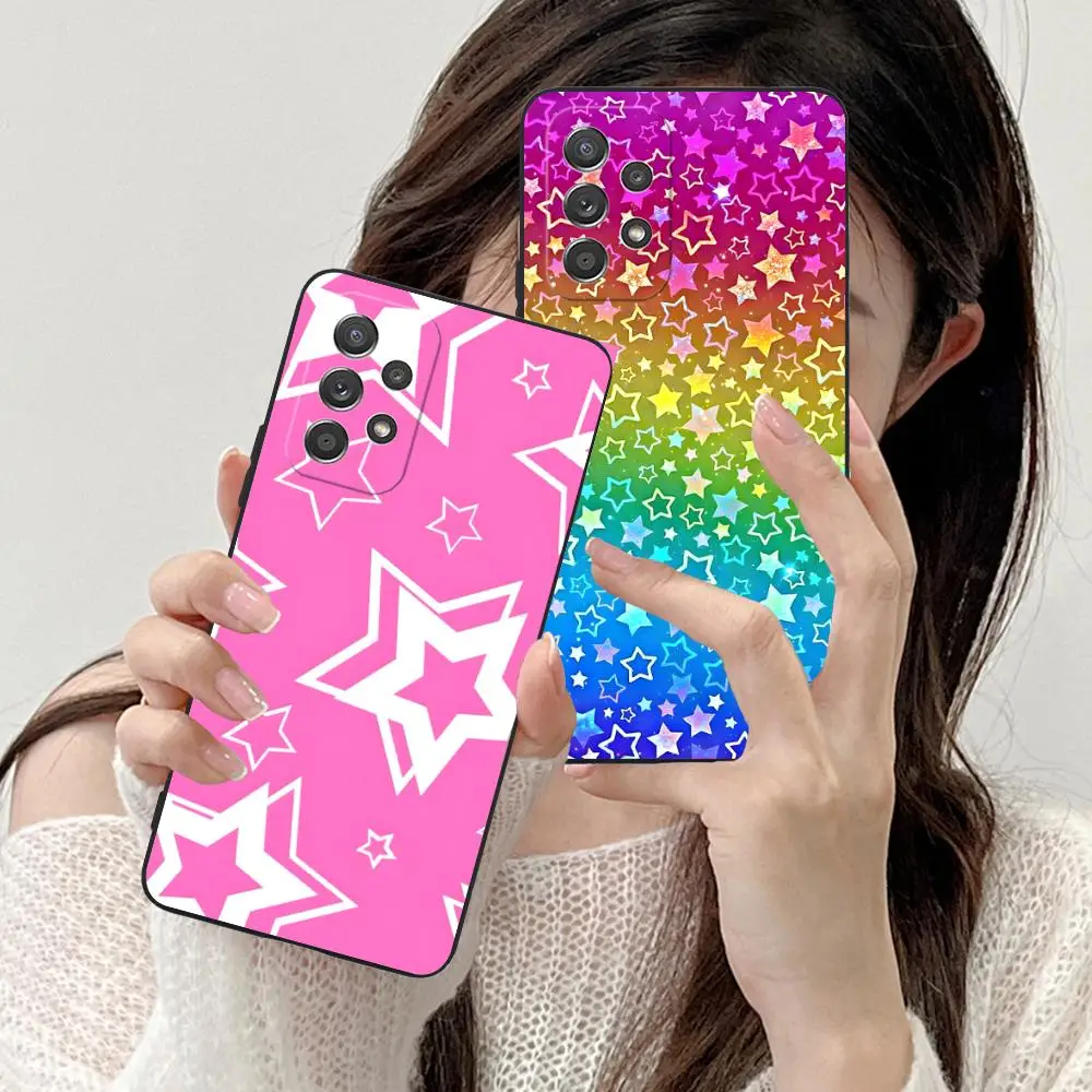 

Чехол для телефона Pastel Pink Star Pentagram для Samsung Galaxy M55 54 42 35 34 33 32 23 22 15 14 13 12 F55 5G Цветной защитный чехол