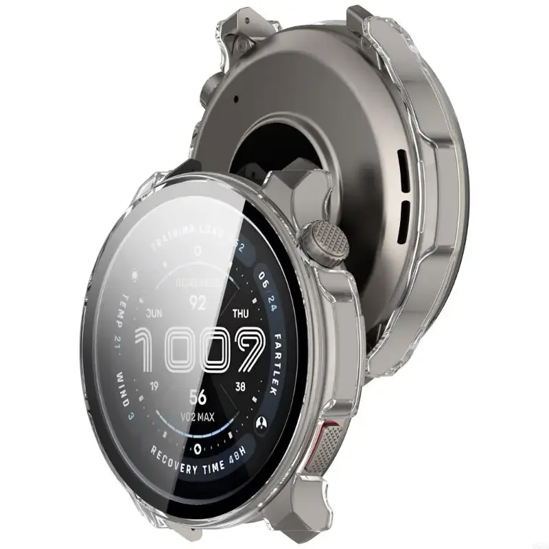 균형을위한 강화 유리 필름이있는 스마트 워치 커버 쉘 케이스 2 시계 화면 보호기 필름 스크래치 스크래치 스크래치 케이스