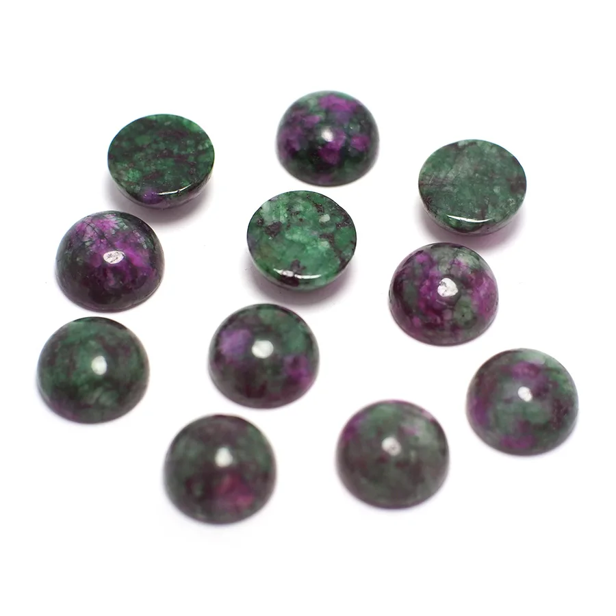 10pcs Green And Red Cabochon Round Stone, 12mm Polished Flat Back Stone,Jewelry Necklace Making,Accessories For Jewelry Drop