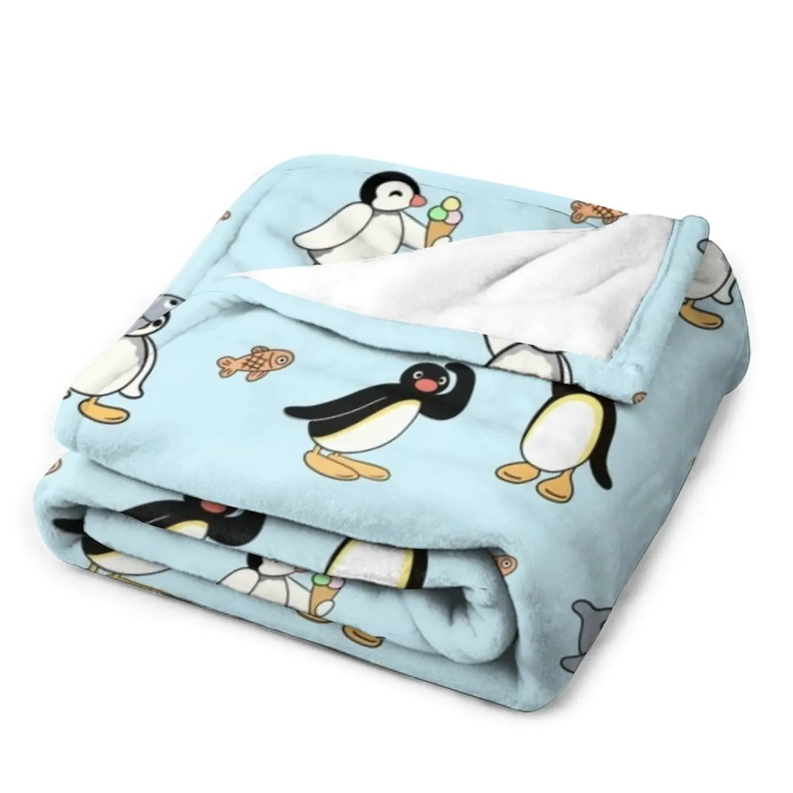 Noot pingu and friends Throw Blanket Soft Plush Plaid Cute Blanket Plaid Summer Blanket