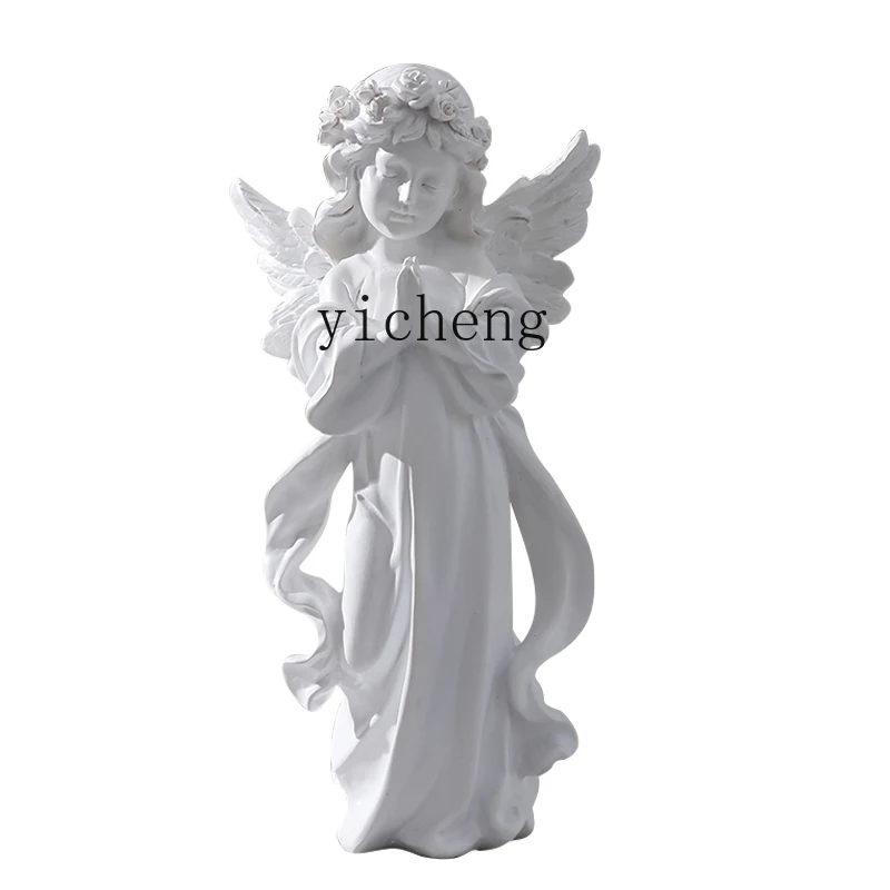 

ZK European art retro girl angel girl ornament American resin plaster statue desktop soft decoration ornament