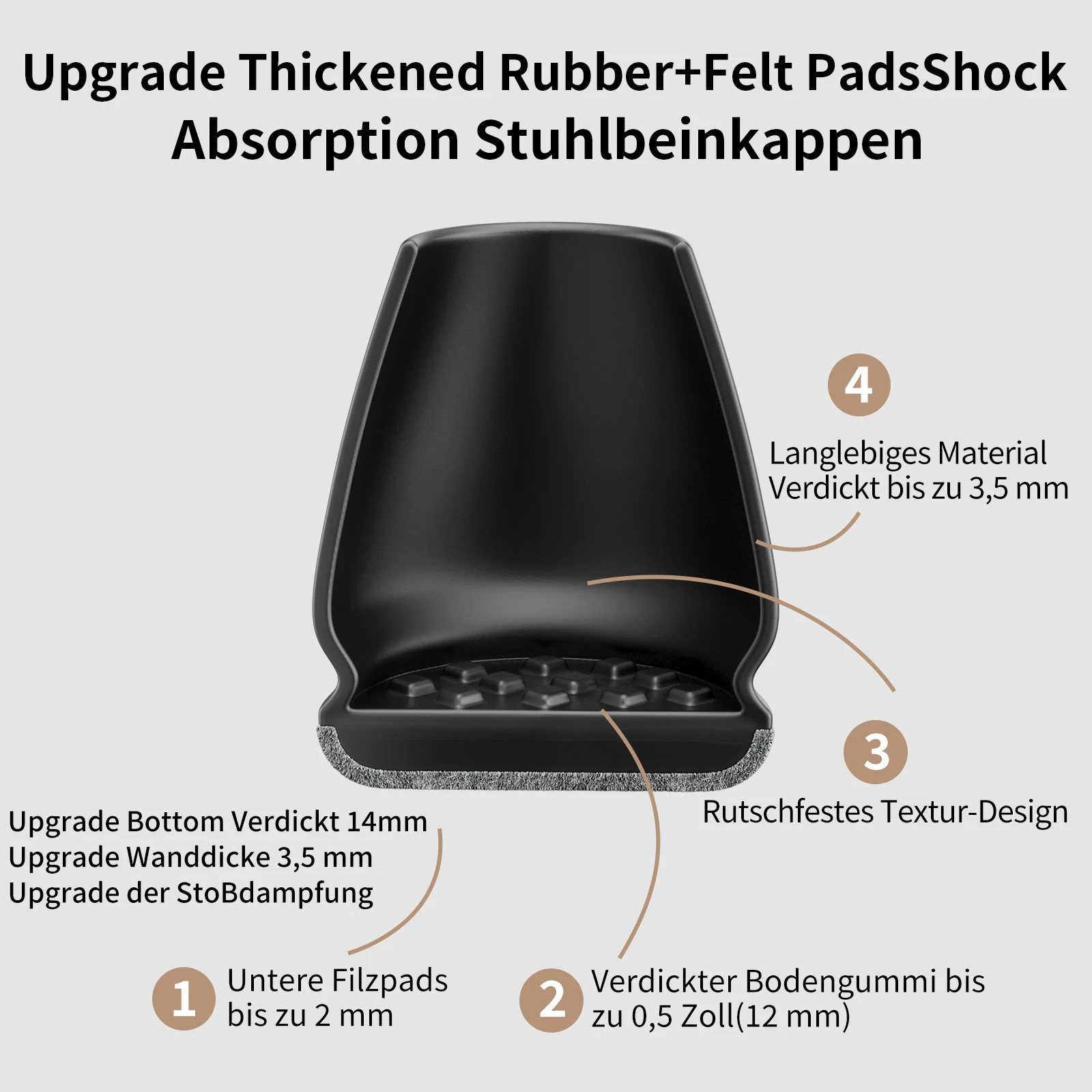 8PCS Silicone Chair Leg Floor Protectors Foot Cover Diagonal with Thick Wrap Felt Pads TPE Furniture Table Feet Protect Floors