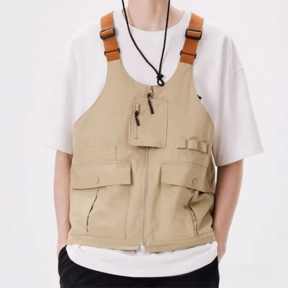 Creative Outdoor Jacket Vest Shoulder Bag Breathable Dual-use Multi Pocket Vest Handbag Multifunctional Retro