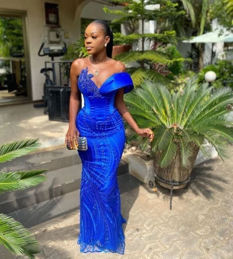 

Customized NewLuxurious Mermaid Lace Bead Embroidery Party Evening Dress Sexy V-neck Formal Occasion Second Reception Ball Dress