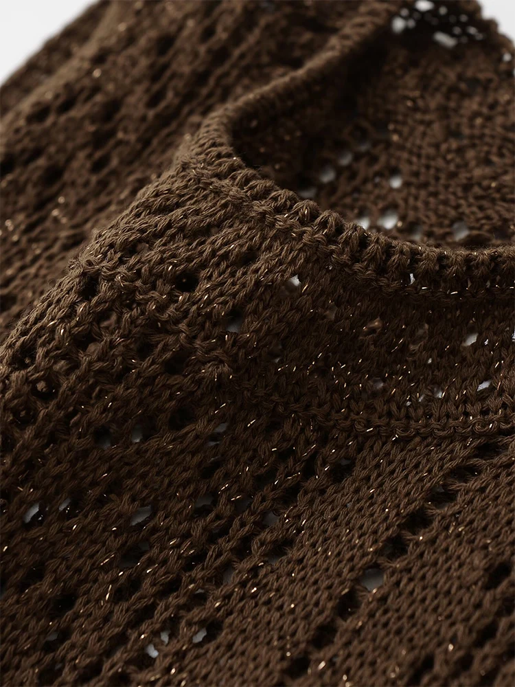 เทรนด์แฟชั่นสตรีใหม่ในช่วงฤดูร้อนสไตล์ยุโรปและอเมริกาชุดถักคอกลมแขนกุดเรียบง่ายทุกการแข่งขัน