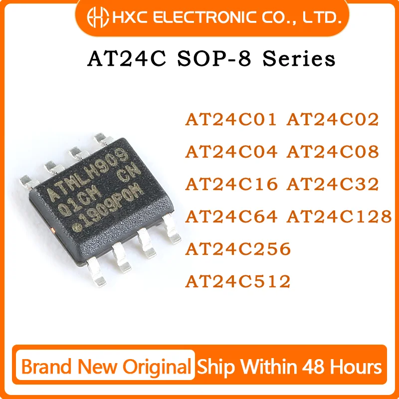 10PCS AT24C01 AT24C02 AT24C04 AT24C08 AT24C16 AT24C32 AT24C64 AT24C128 AT24C256 AT24C512 SOP8 100% New Original Chips