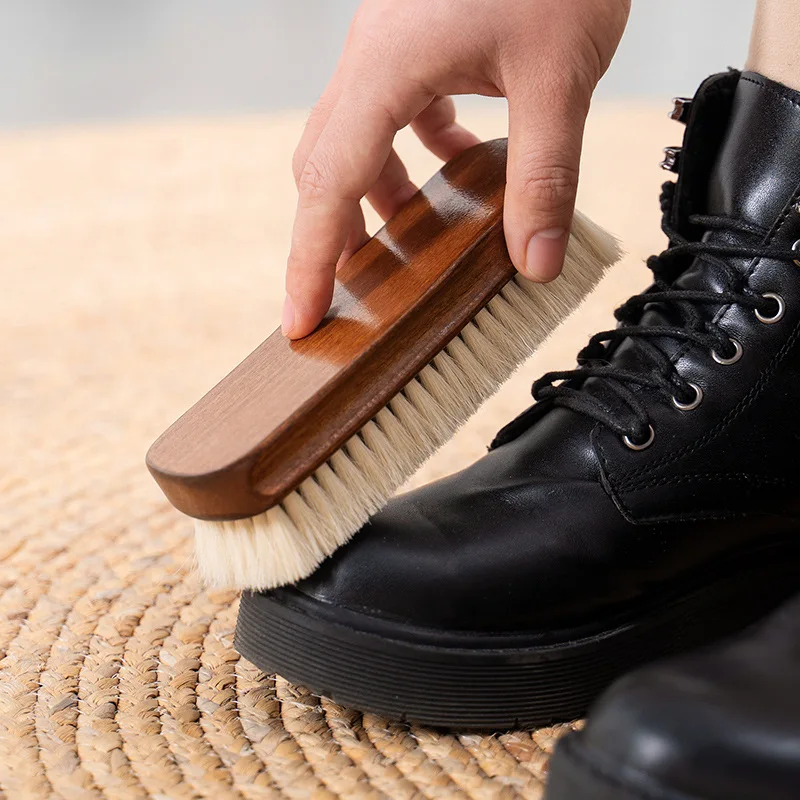 Wool solid wood shoe brush Advanced super soft wool does not hurt shoe oil brush shoes clean leather bag Wash shoes