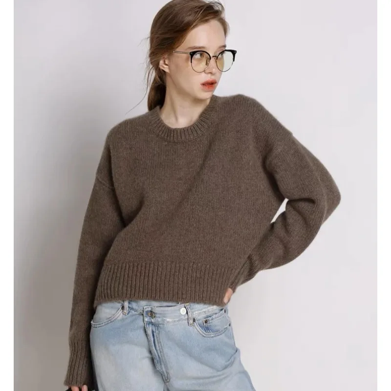 Wool Sweater O-neck Cashmere Knitted Pullover Women Keep Warm Knit Tops Loose Casual Female Clothing Winter Youthful Clothes