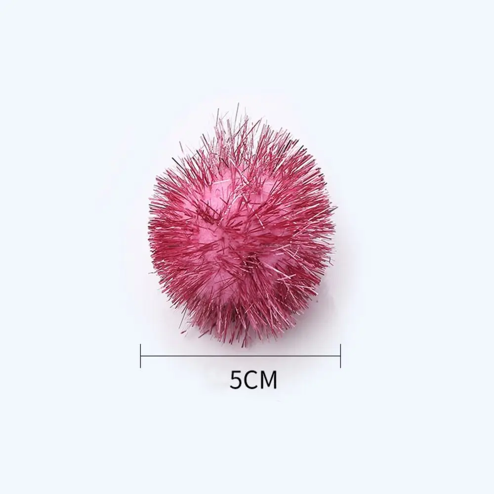 Soft Large Cat Pom Toys Balls 5CM Gilter Cat Kitten Toy Cat Sparkle Balls