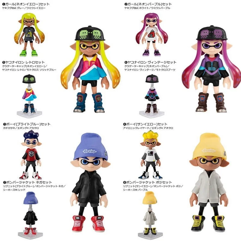 In Stock Bandai Jet Fighters Splatoon Action Figures Series 2 Splatoon Replica Box Egg Collection Desktop Decoration Gift