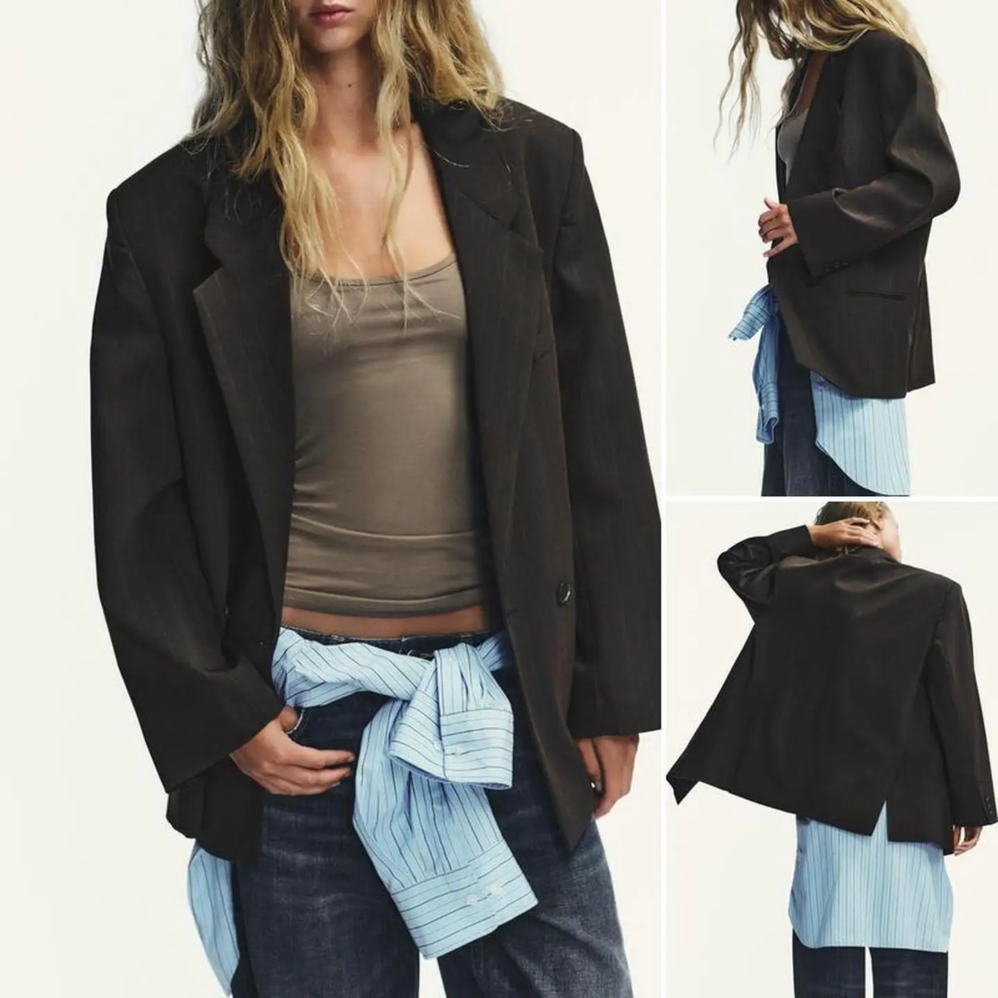 

Повседневный полосатый костюм Jaet, свободный крой, удобная для поездок на работу, универсальная рабочая одежда ранней осени, верхняя одежда из полиэстера Long Sve