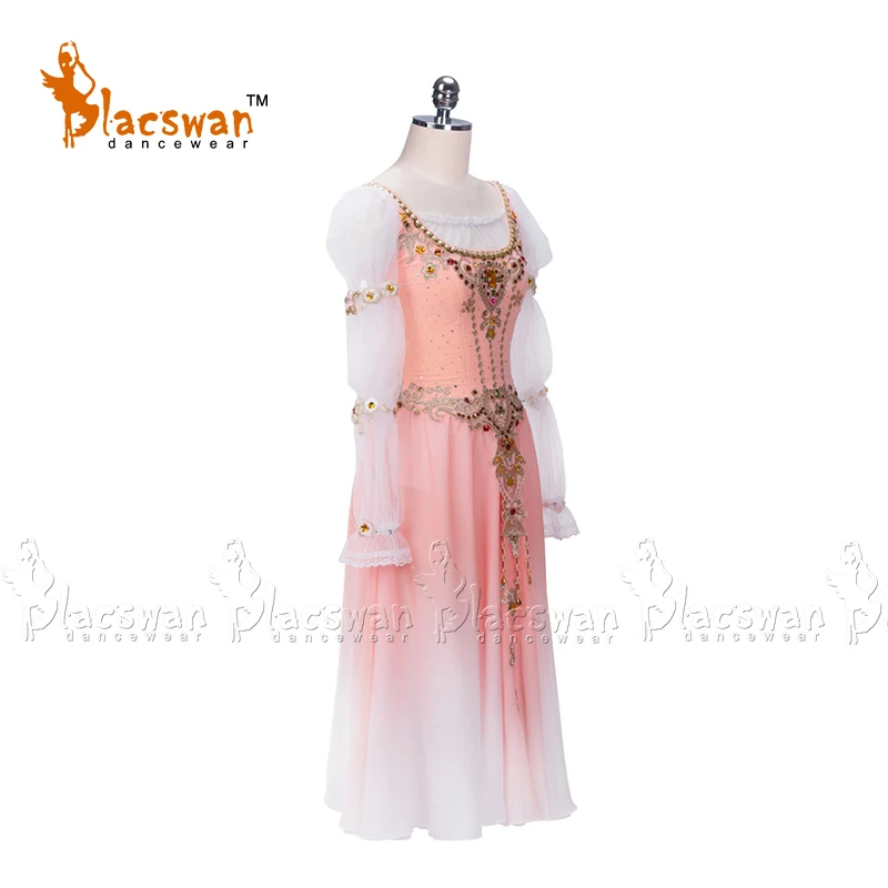 Abito da balletto lungo professionale in Chiffon Ombre Romeo e Juliet Costume da Ballerina rosa BT723