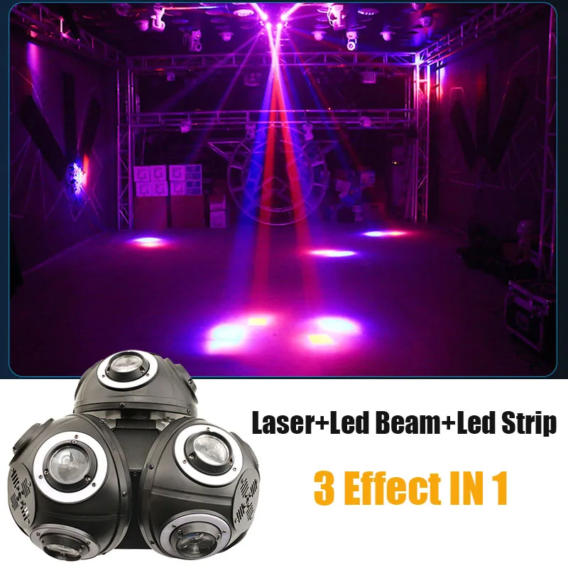 DJ Effect 3 Football  Led Planet Moving Head With RGB Laser Led Strip Gallop RGBW 4 IN1 Beam Football Lighting Unlimited Rotate