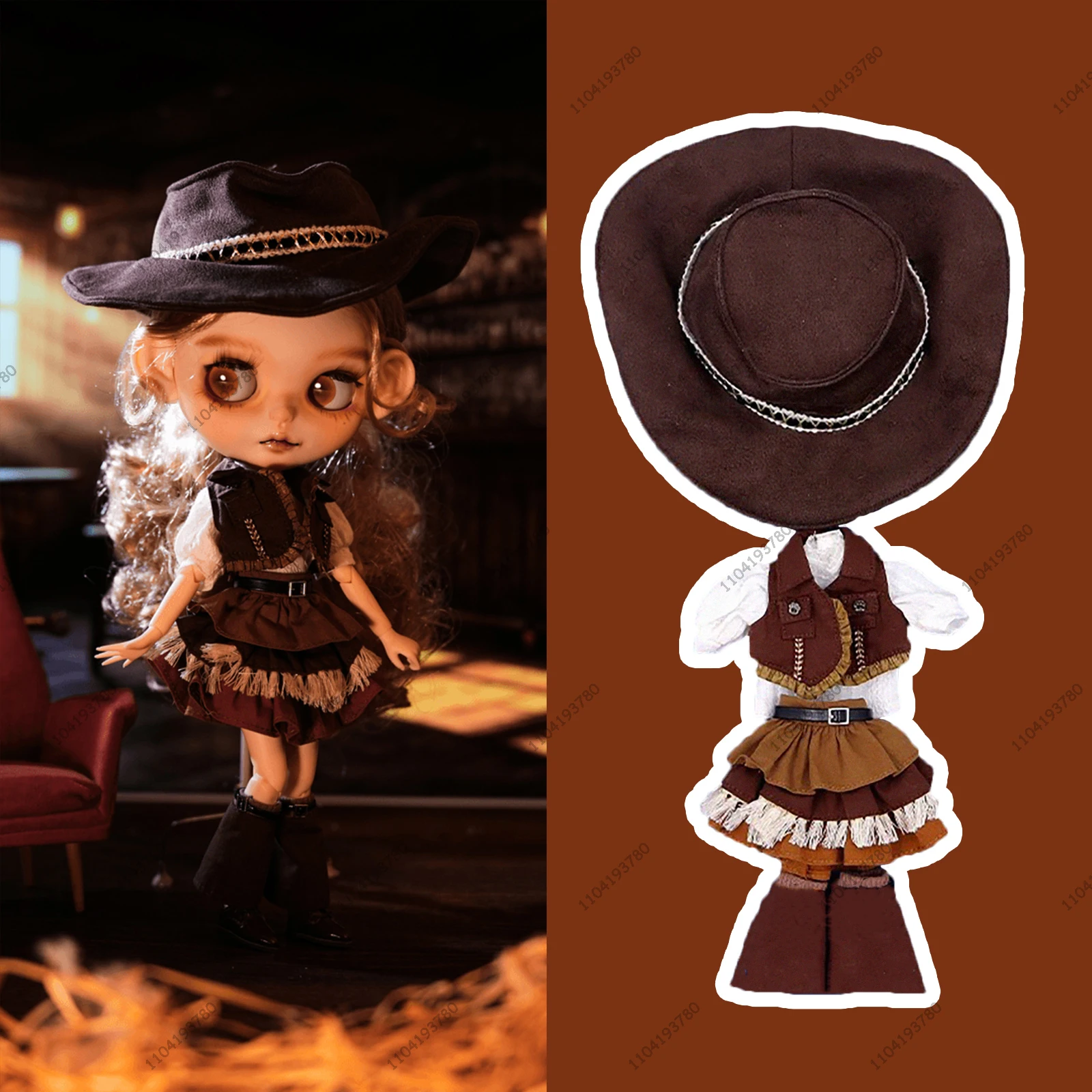 

Кукла Блит 19 суставов, тело 30 см, 1/6, кукольная одежда, костюм Azone Wild West Cowgirl, модный ковбойский наряд, шляпа, юбка, подарочная игрушка