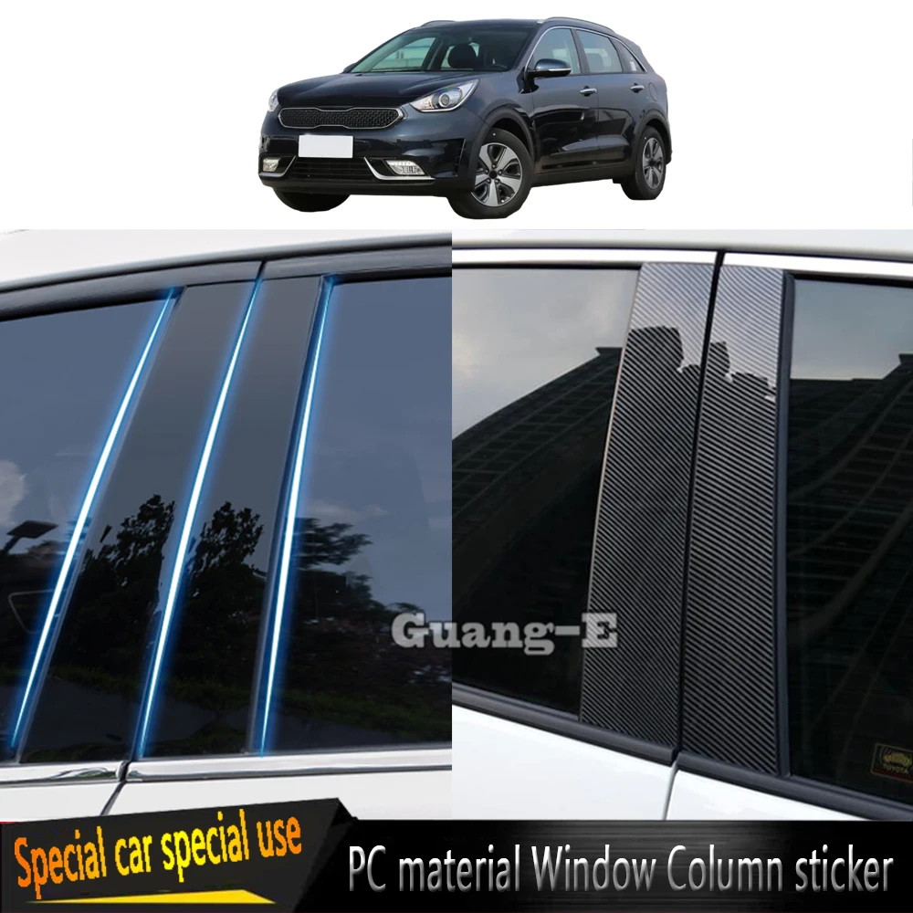 

For Kia Niro 2016-2021 Car PC Material Pillar Post Cover Trim Door Trim Window Molding Sticker Decoration Plate 8PCS