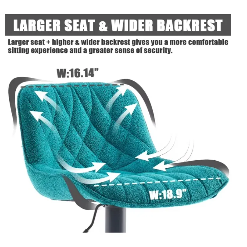 เก้าอี้บาร์ทรงสูงสีเขียวหมุนได้ ปรับระดับได้ หุ้มกำมะหยี่นุ่มแบบเท็ดดี้ ดีไซน์ทันสมัย เหมาะสำหรับร้านอาหารและครัว