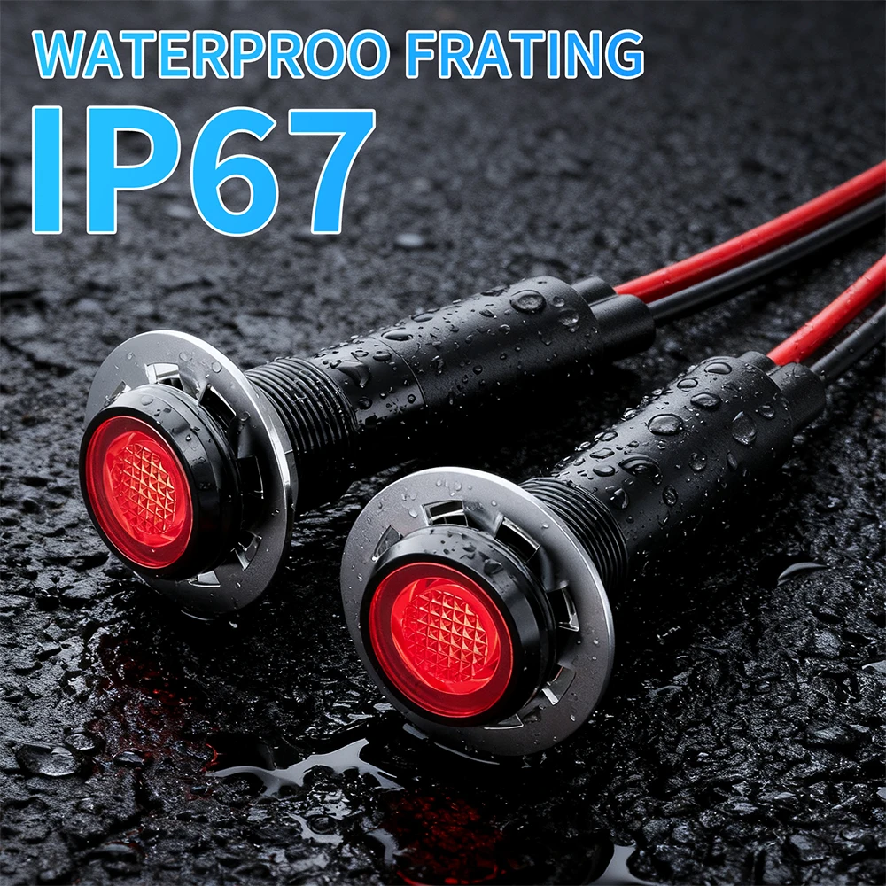 FILN 5 SZTUK 8mm Metalowe LED-owe Lampki Kontrolne Płaskie, Sygnalizacyjne, Ostrzegawcze, Wodoodporne IP67, 5-24V do Samochodu, Łodzi, Jachtu