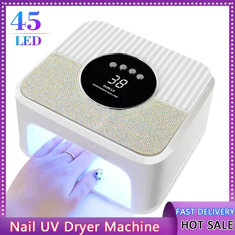 45LED الأشعة فوق البنفسجية مسمار مصباح عالية الطاقة مسمار مجفف مع LCD شاشة ذكية هلام علاج تجفيف مصباح قاعدة قابلة للإزالة باديكير أداة للمنزل