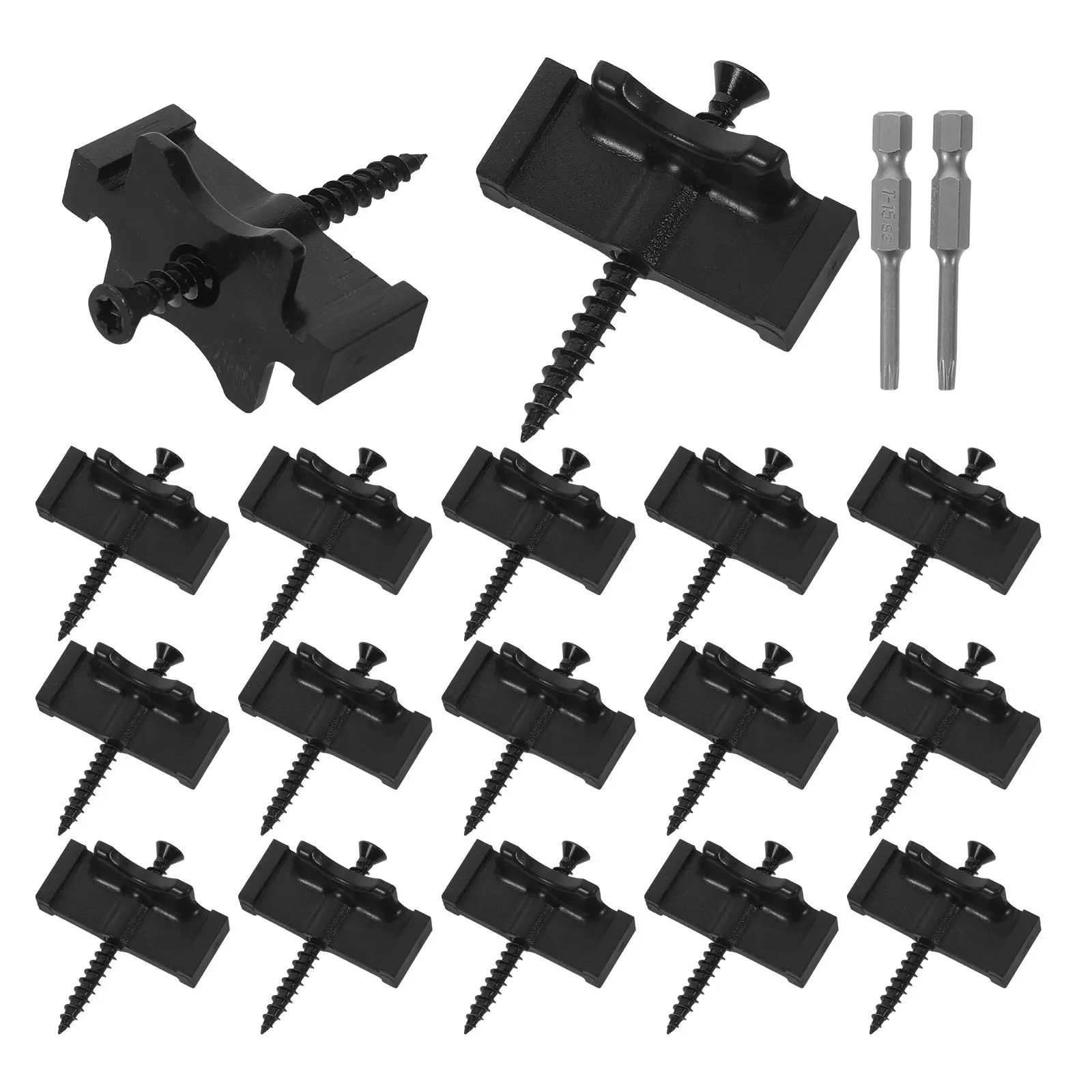 1 Conjunto de Fixadores Ocultos para Decks com Parafusos de Aço Inoxidável, Clipes de Plástico para Decks Compostos com Brocas e Acessórios de Ferragem