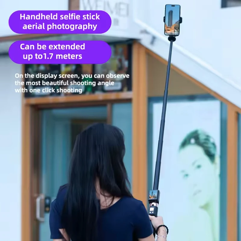 Wireless Selfie Stick Tripod Stand with Small Screen Casting Selfie Monitor Bluetooth Remote Control For Smartphone Selfie