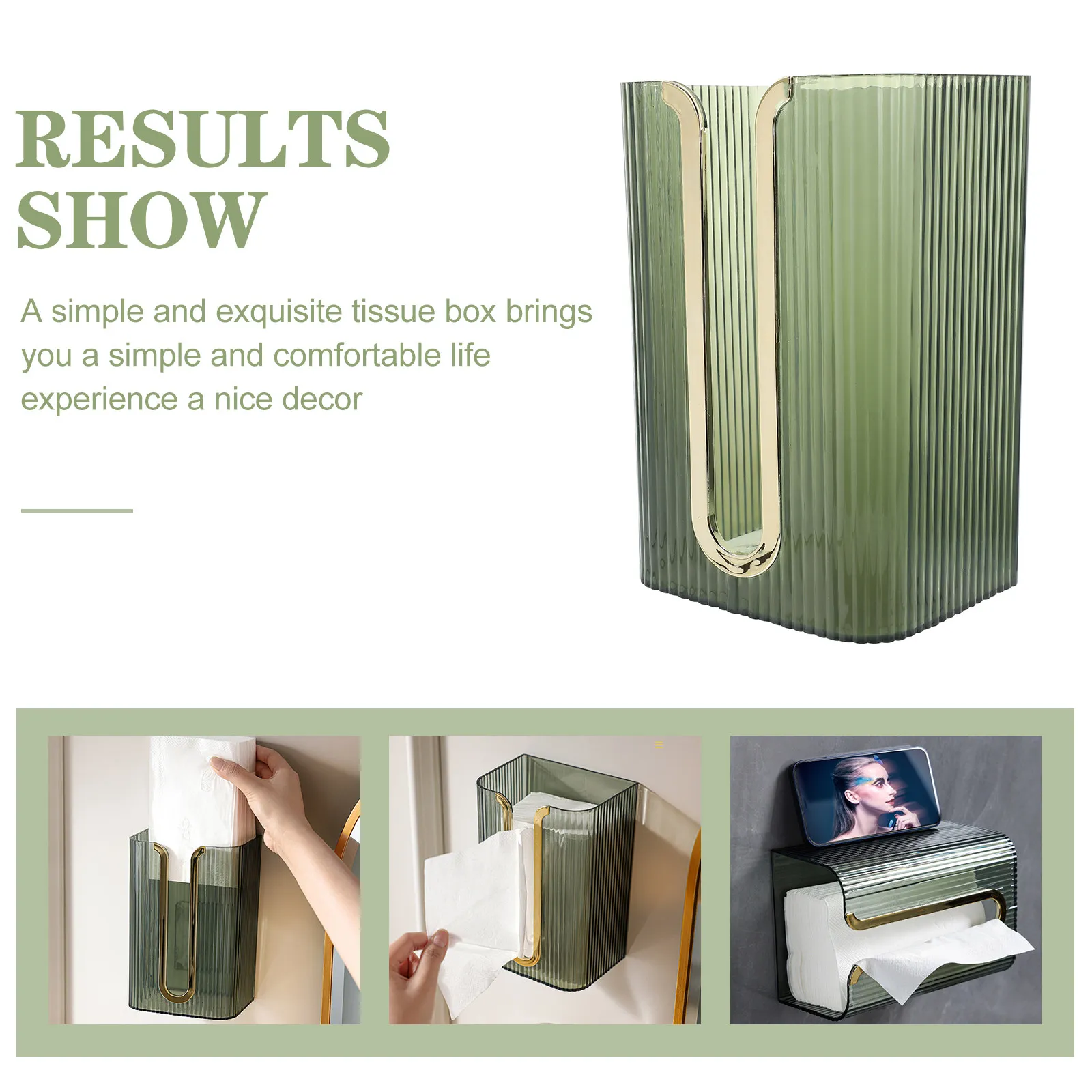Wall-Mounted Tissue Box Premium Pet Material Punch-Free Minimalist Style Suitable for Bathroom Home Hotel Paper Towel Dispenser