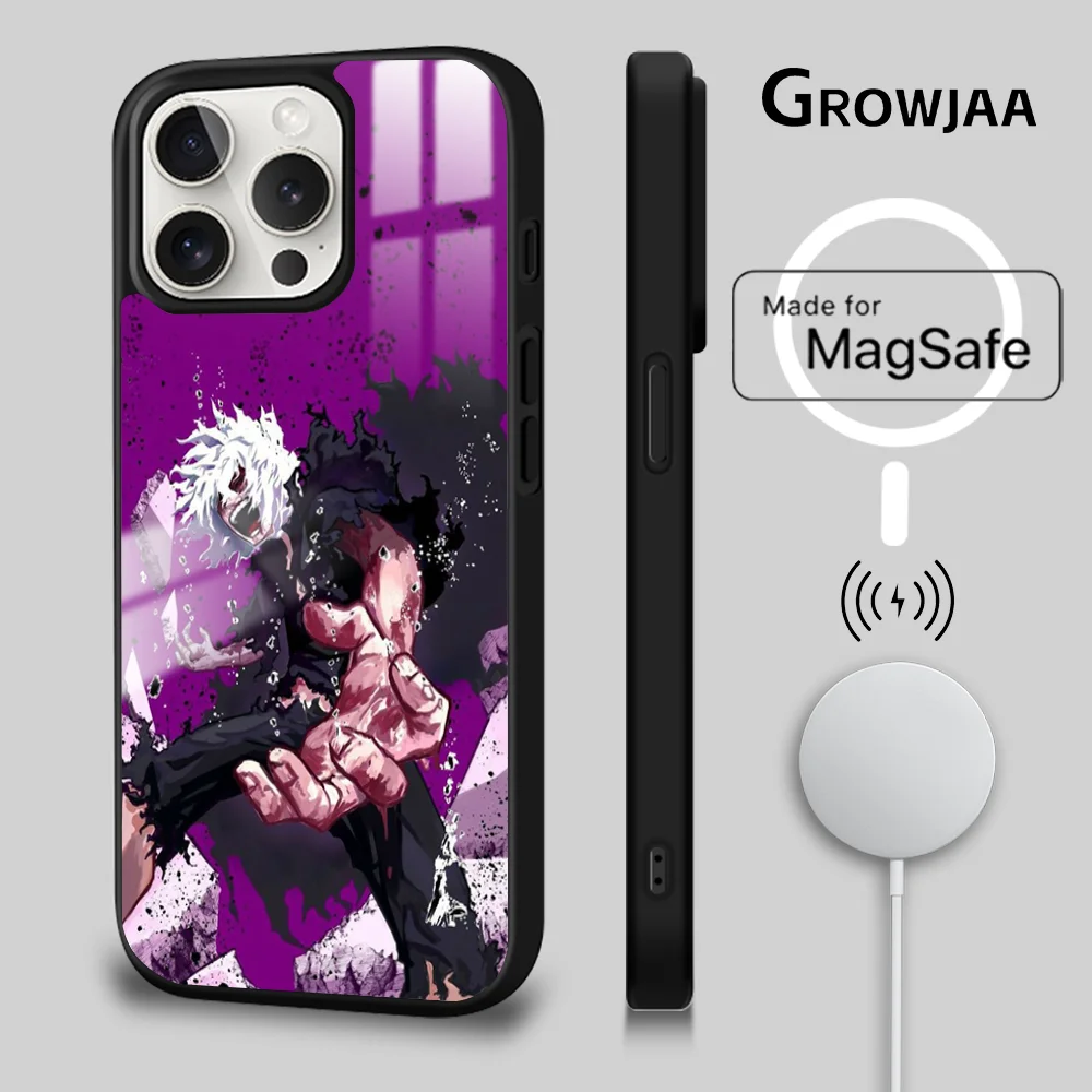 T-tomura Shigaraki BNHA casing ponsel untuk iPhone 16 15 14 13 12 11 Pro Max Plus Mini Magsafe cermin penutup magnetik nirkabel