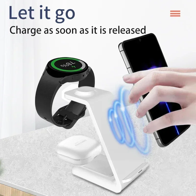 VIKEFON 3 in 1 Wireless Charger Stand For Samsung S23 S22 Phones Galaxy  Watch 7 8 9 Airpods Pro Fast Charging Dock Station