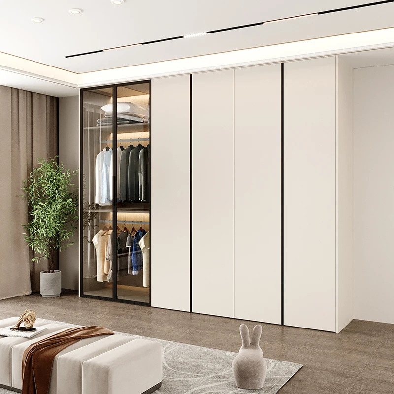 

wardrobe with top-notch modern minimalist furniture, home bedroom, all solid wood, customized sliding door, storage