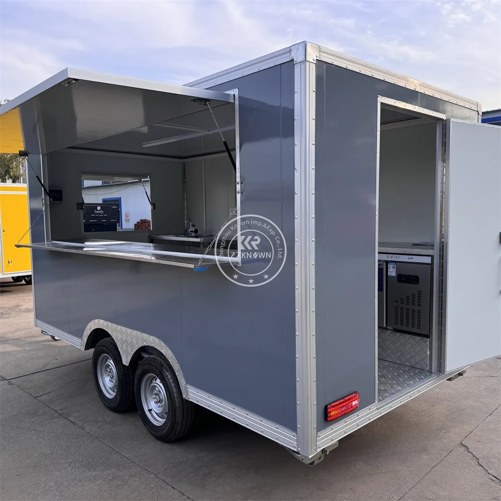 Mobile Food Truck Commercial Kitchen Fast Food BBQ Burger Pizza Factory Supply Premium Food Trailer With Cooking Equipment
