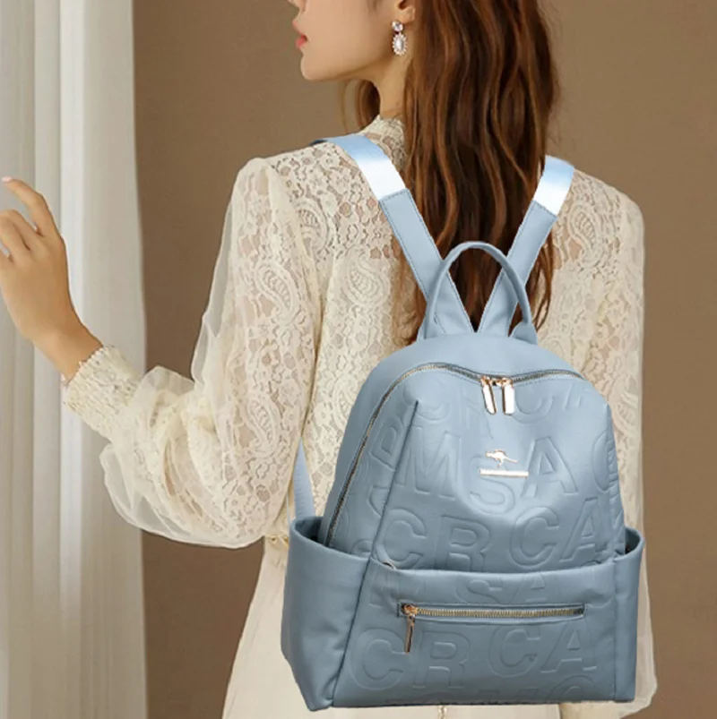 New Women's Fashion Luxury Large Capacity Travel Backpacks Letter Designer Soft Leather Double Zipper Shoulder Bags School Bag