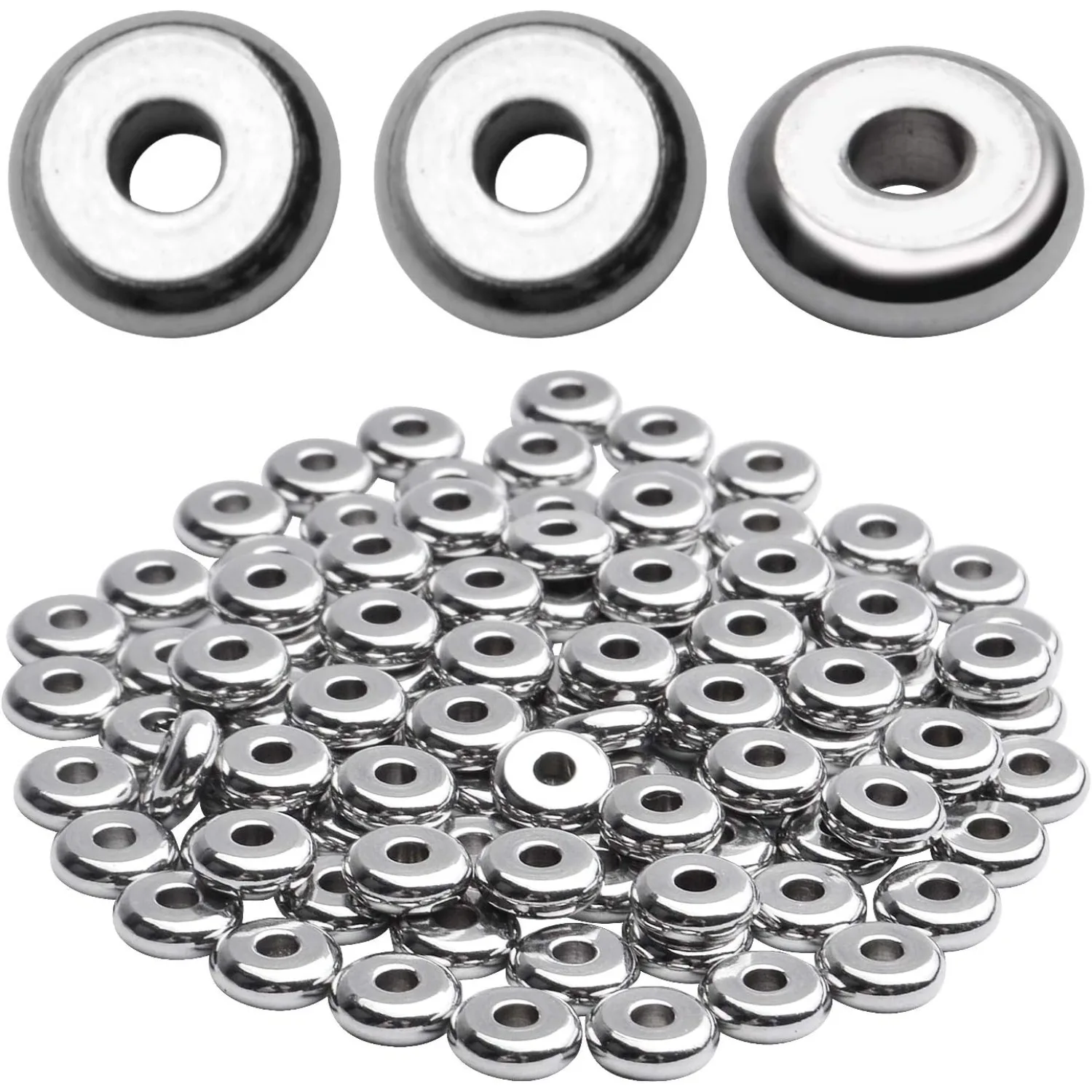 

Бусины-разделители Rondelle, 100 шт. Диск из нержавеющей стали, ломтики ронделя, 6x2 мм