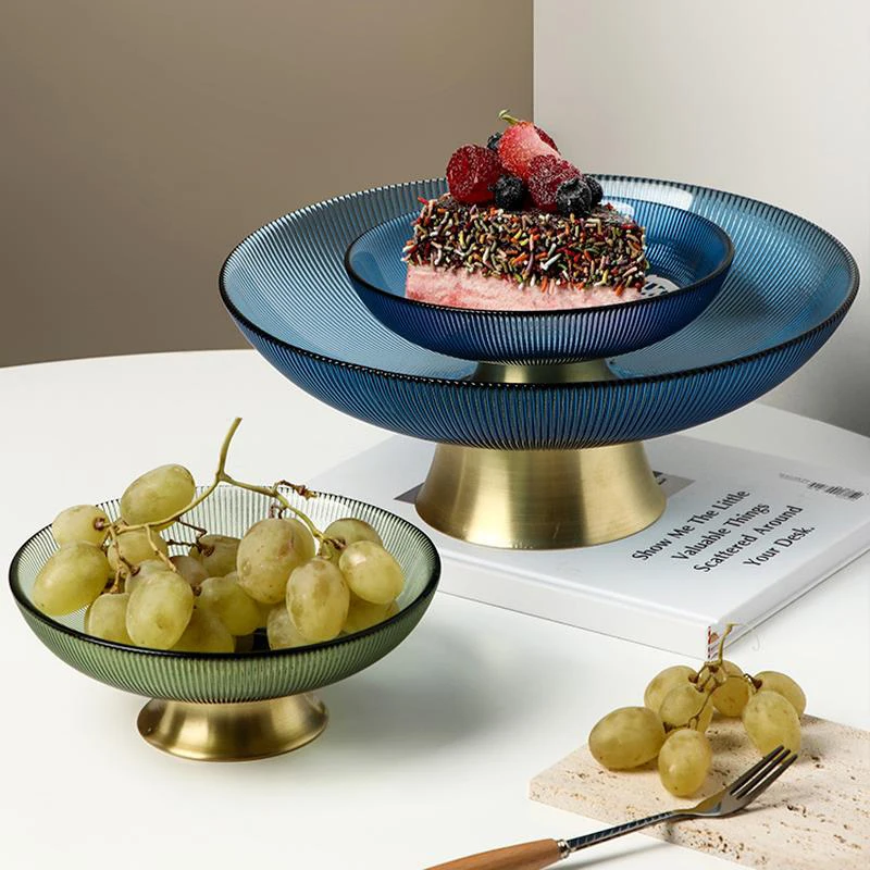 

Round Striped Glass Storage Household Chocolate Countertop Decoration