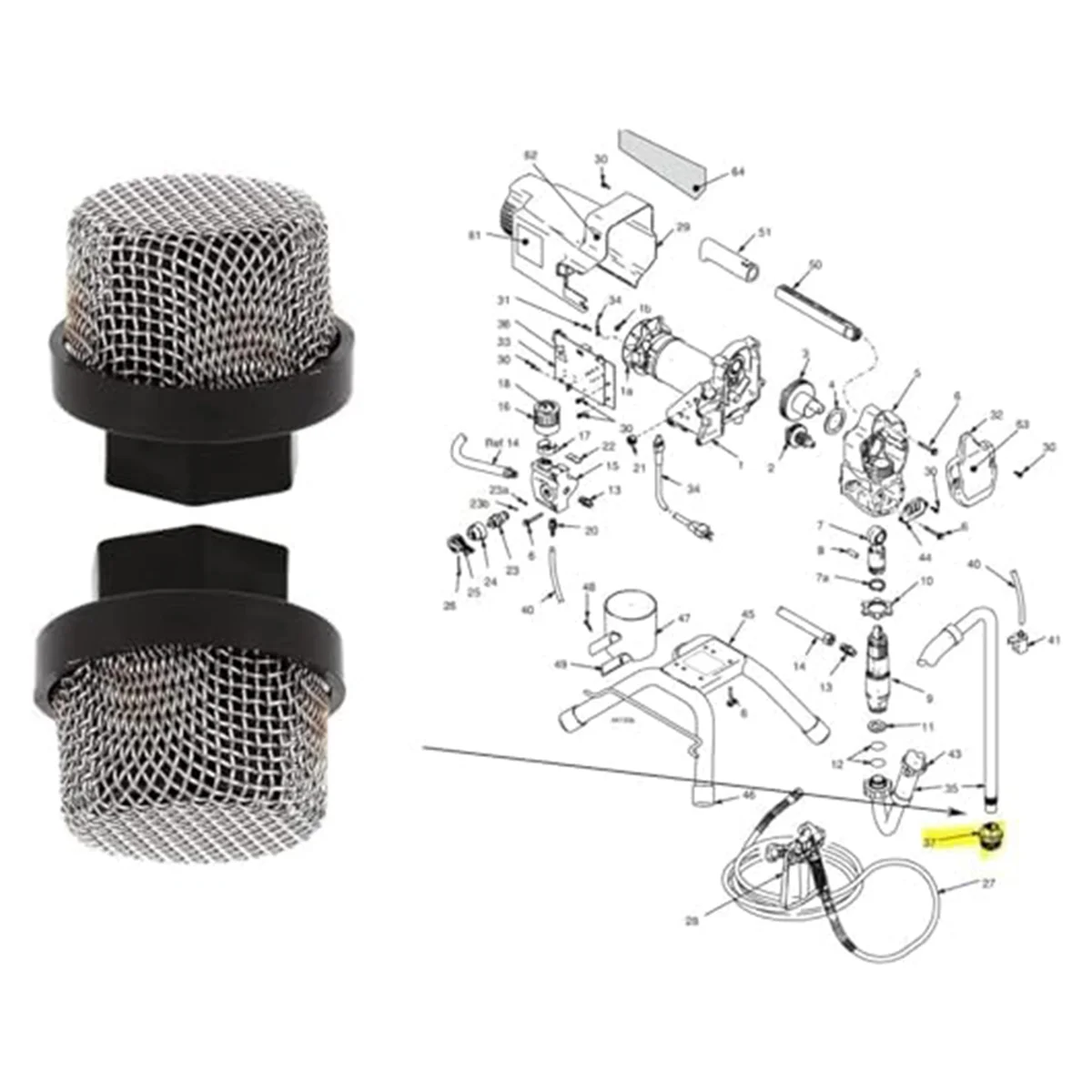 246385 246384 287032   Juego de pantalla de filtro sin aire para pulverizadores 390 395 490 495 595 3400