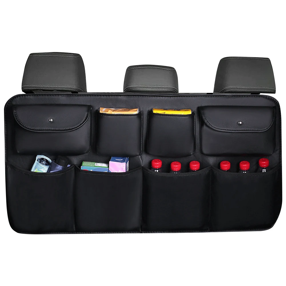 High quality leather Car Rear Seat Back Storage Bag Multi Pocket Car Trunk Organizer Auto Stowing Tidying Interior Accessories