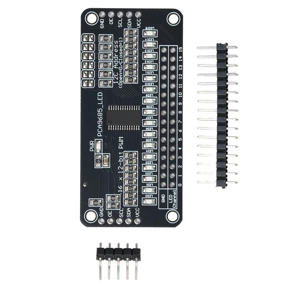Módulo PCA9685, Controlador de LED de 16 Canales, Módulo Controlador PWM con Bus I2C, Placa de Desarrollo