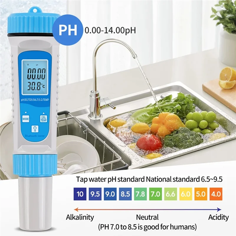A19F-Bluetooth 6-In-1 TDS Meterเครื่องทดสอบน้ําดิจิตอลEC TDSเกลือSGอุณหภูมิPH Meter Aquarium Water Testerติดตั้งง่าย