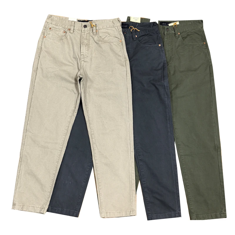 

2026 Spring Autumn New American Retro Woven Twill Cargo Pants Men's Simple Amekaji 100% Cotton Washed Straight Casual Trousers