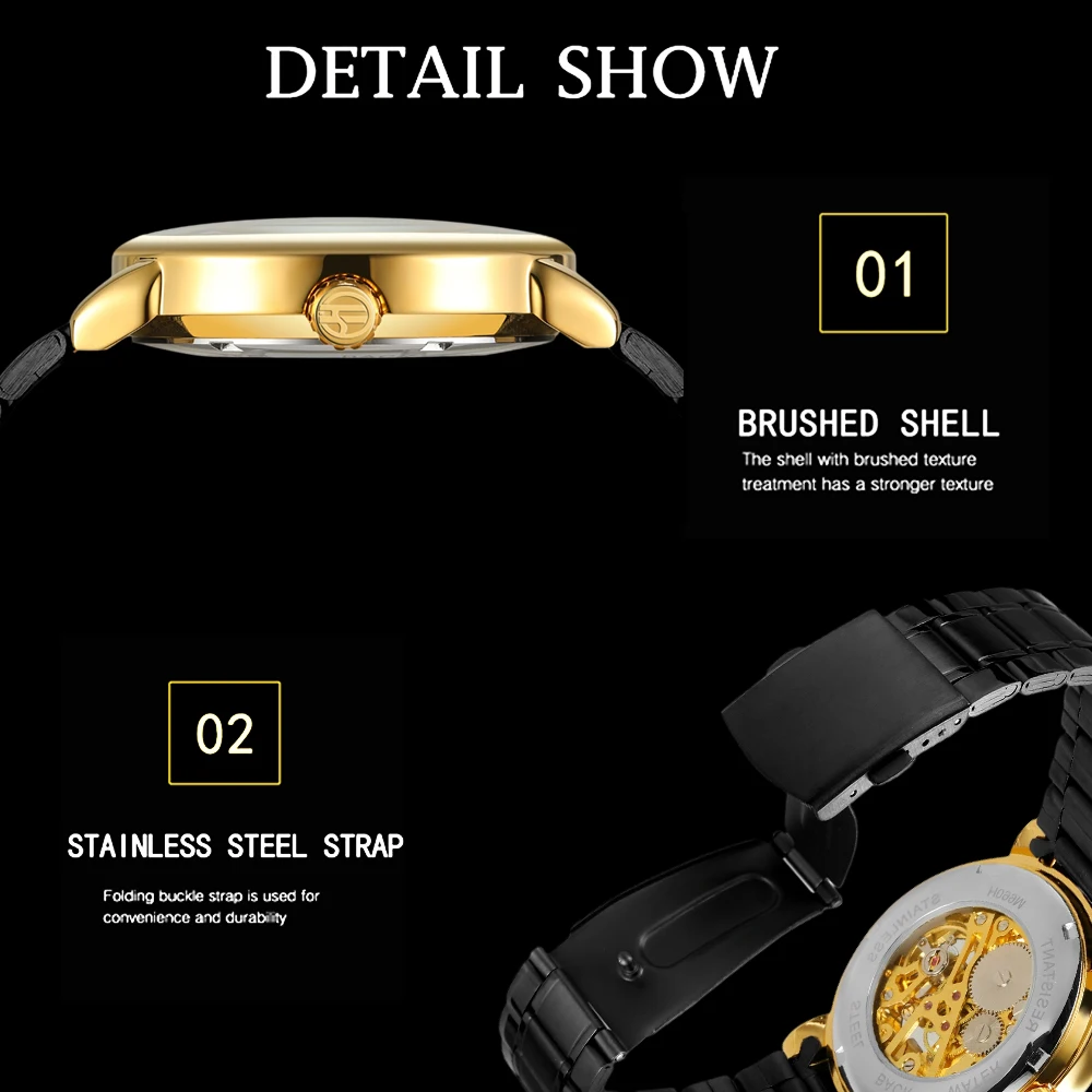 FORSINING Classic Hollow Men Wristwatch Mechanical Watch Stainless Steel Engraved Roman Numeral Luminous Pointers Skeleton Clock