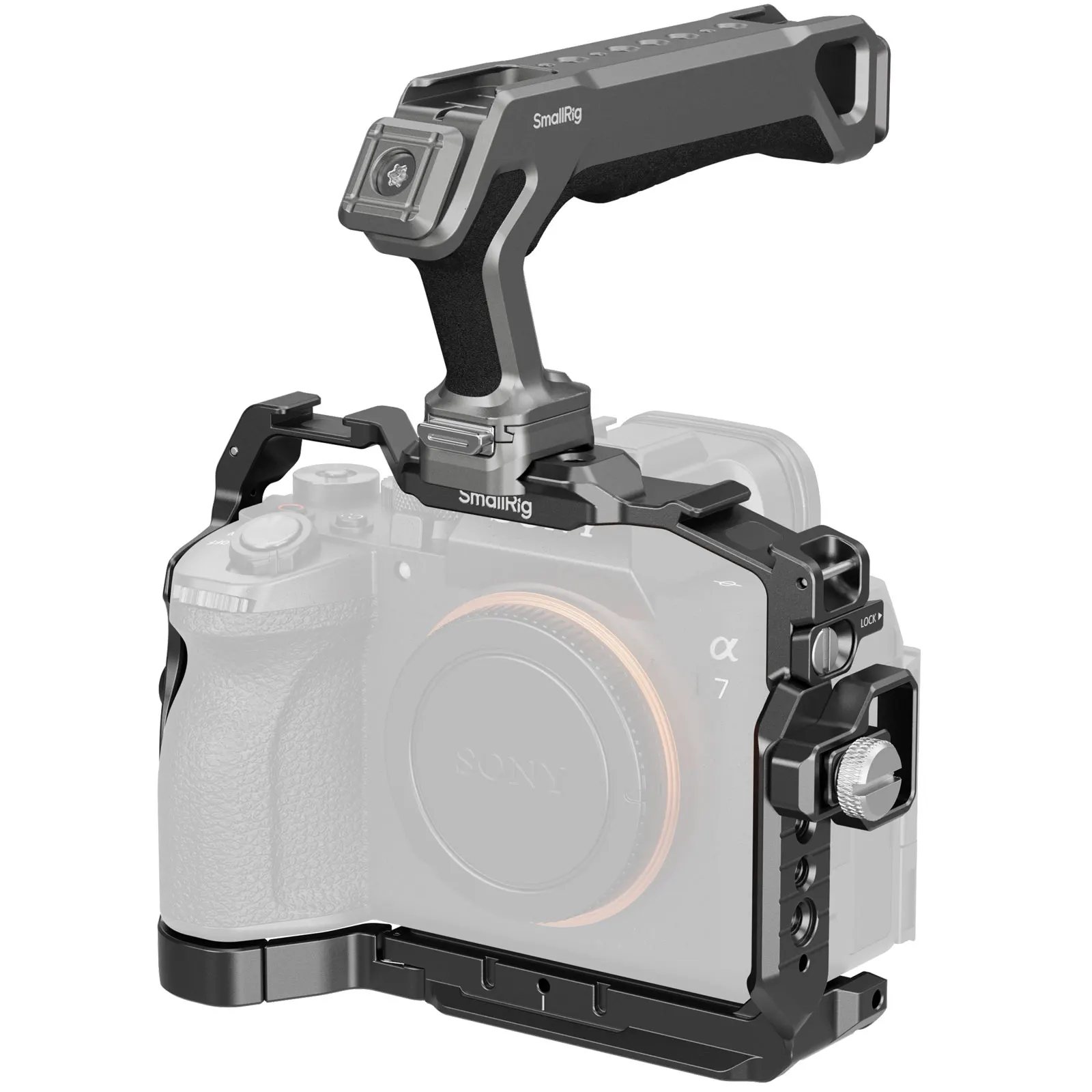SmallRig A7 V / 7R V / 7 IV "HawkLock" Quick Release Cage voor Sony Alpha 7 V / 7R V / 7 IV met Arca-Swiss Quick Release Plate